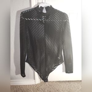 Mesh striped bodysuit